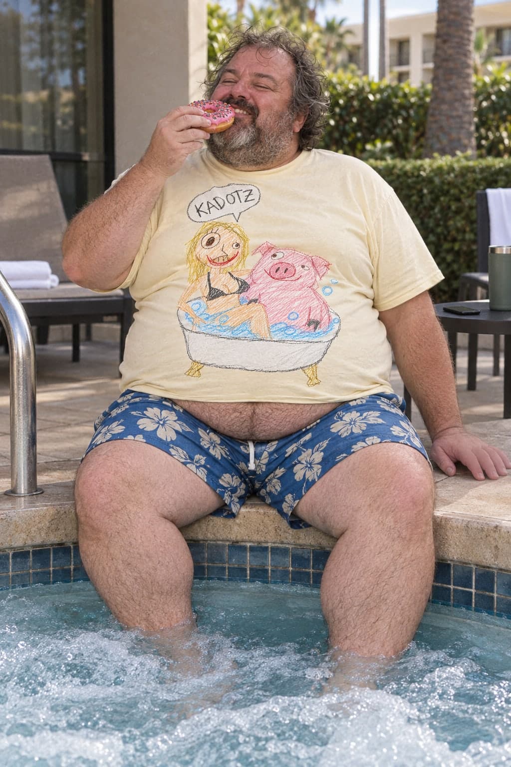 Feet in the hotel hot tub (AI-generated model)