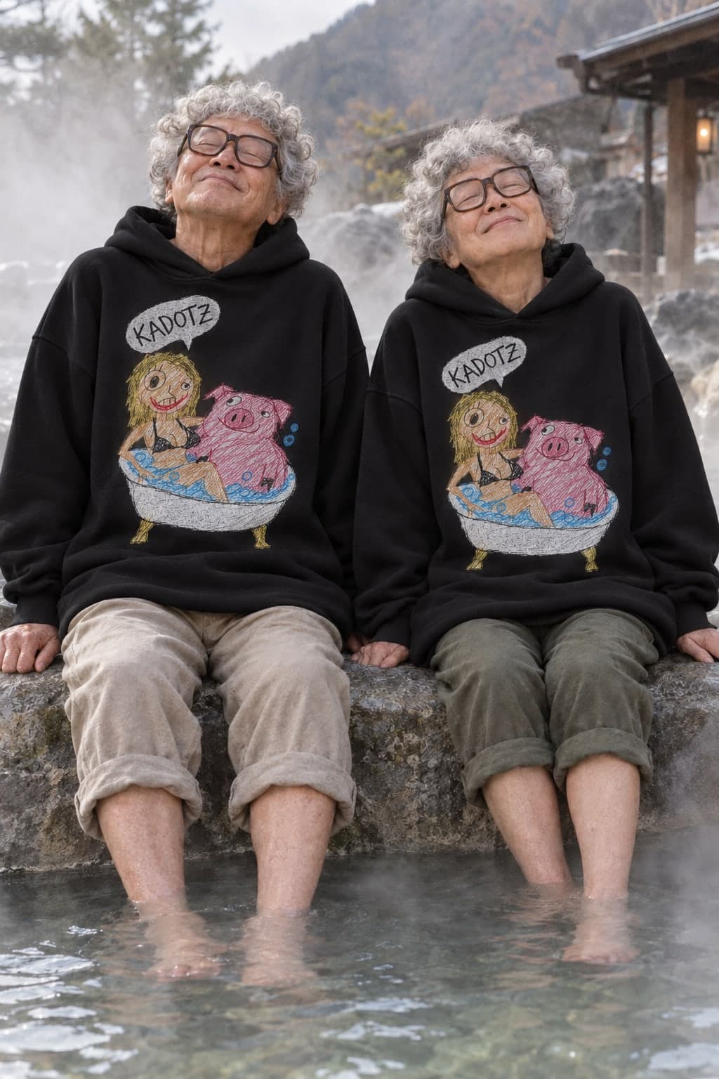 Feet in the hot spring (AI-generated model)