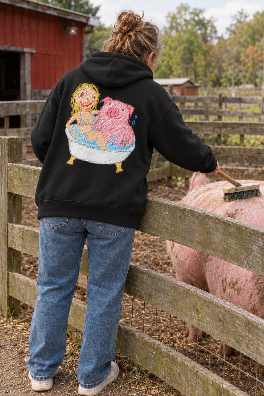 Scratching the pig (AI-generated model)