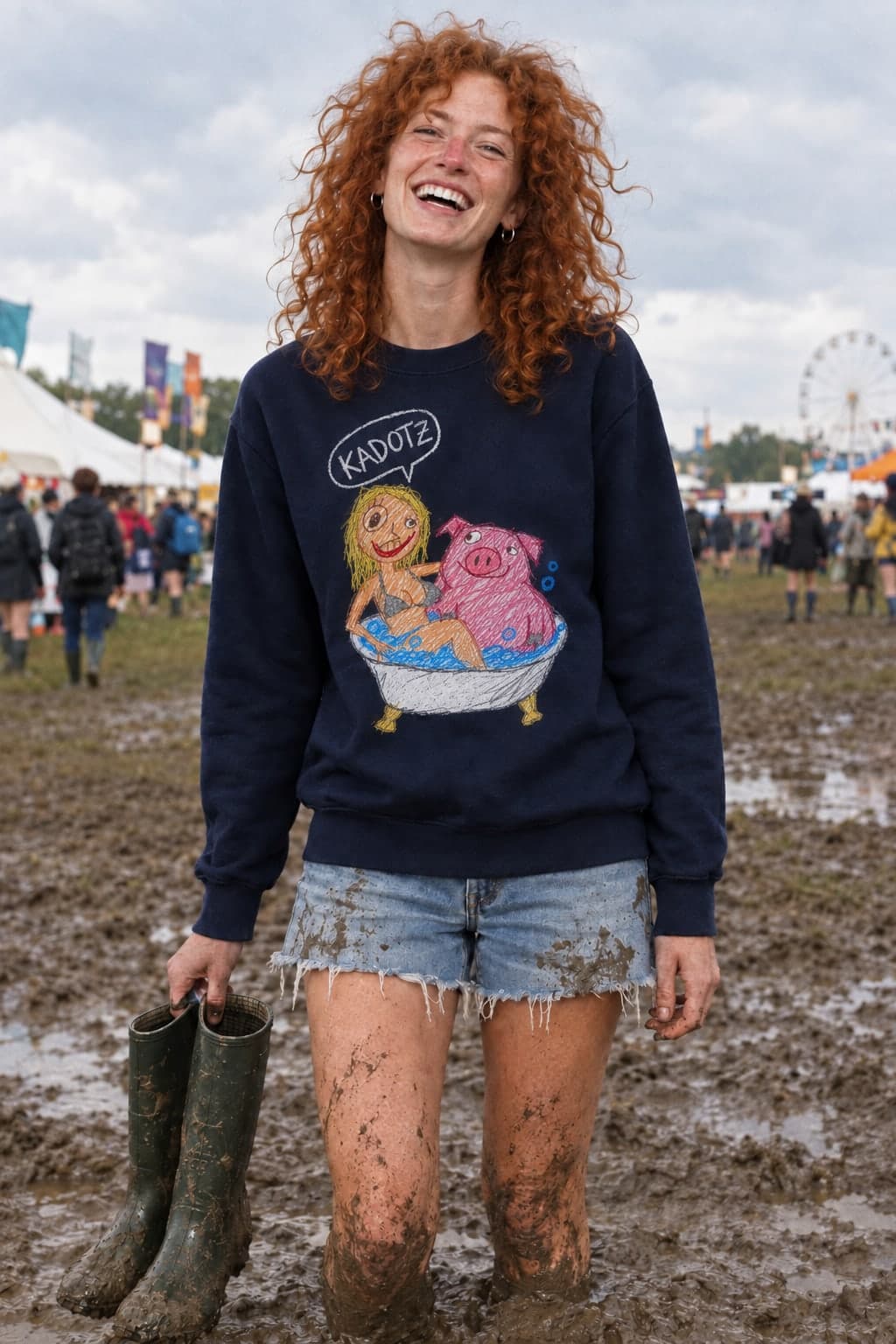 Knee-deep in festival mud (AI-generated model)