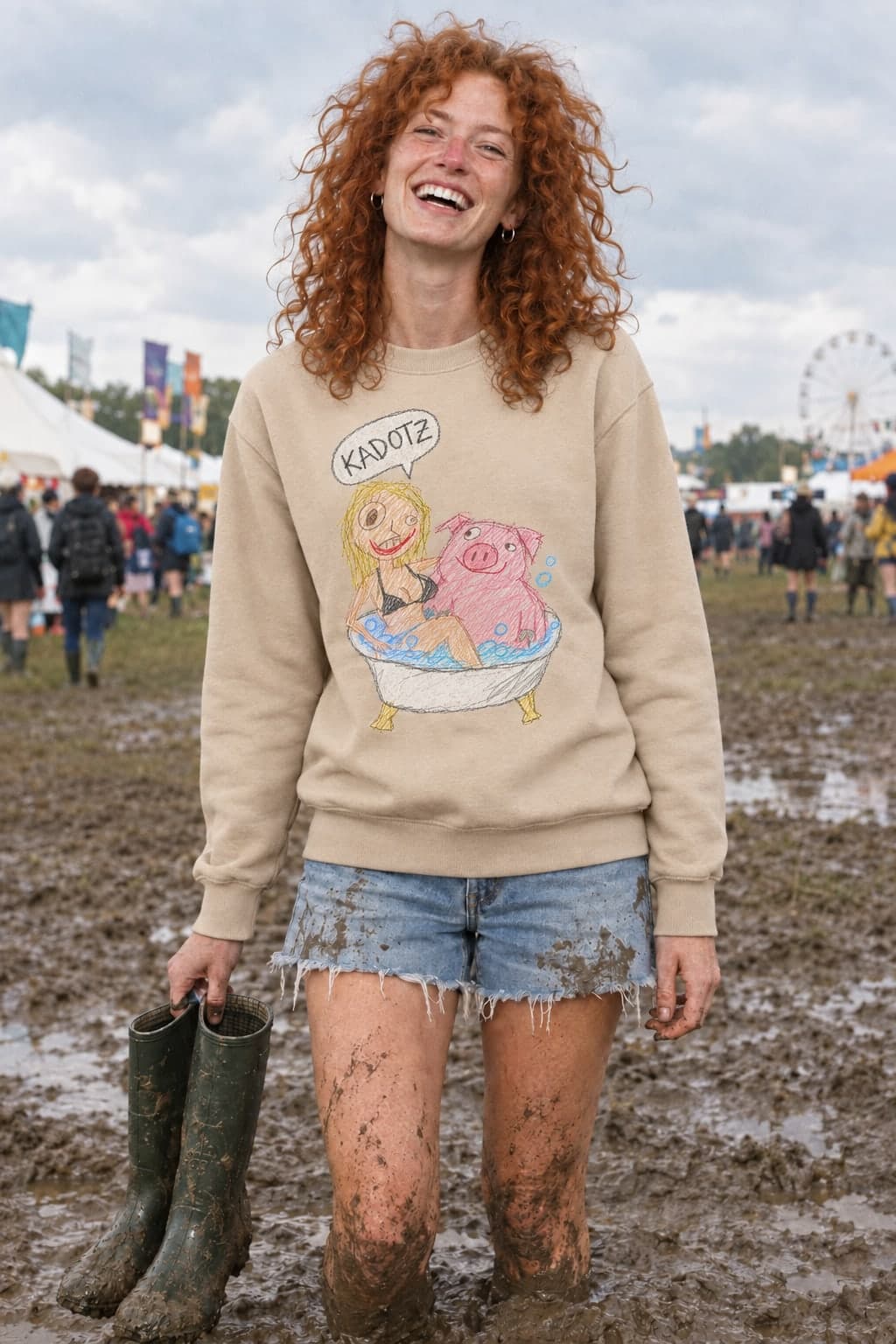 Knee-deep in festival mud (AI-generated model)