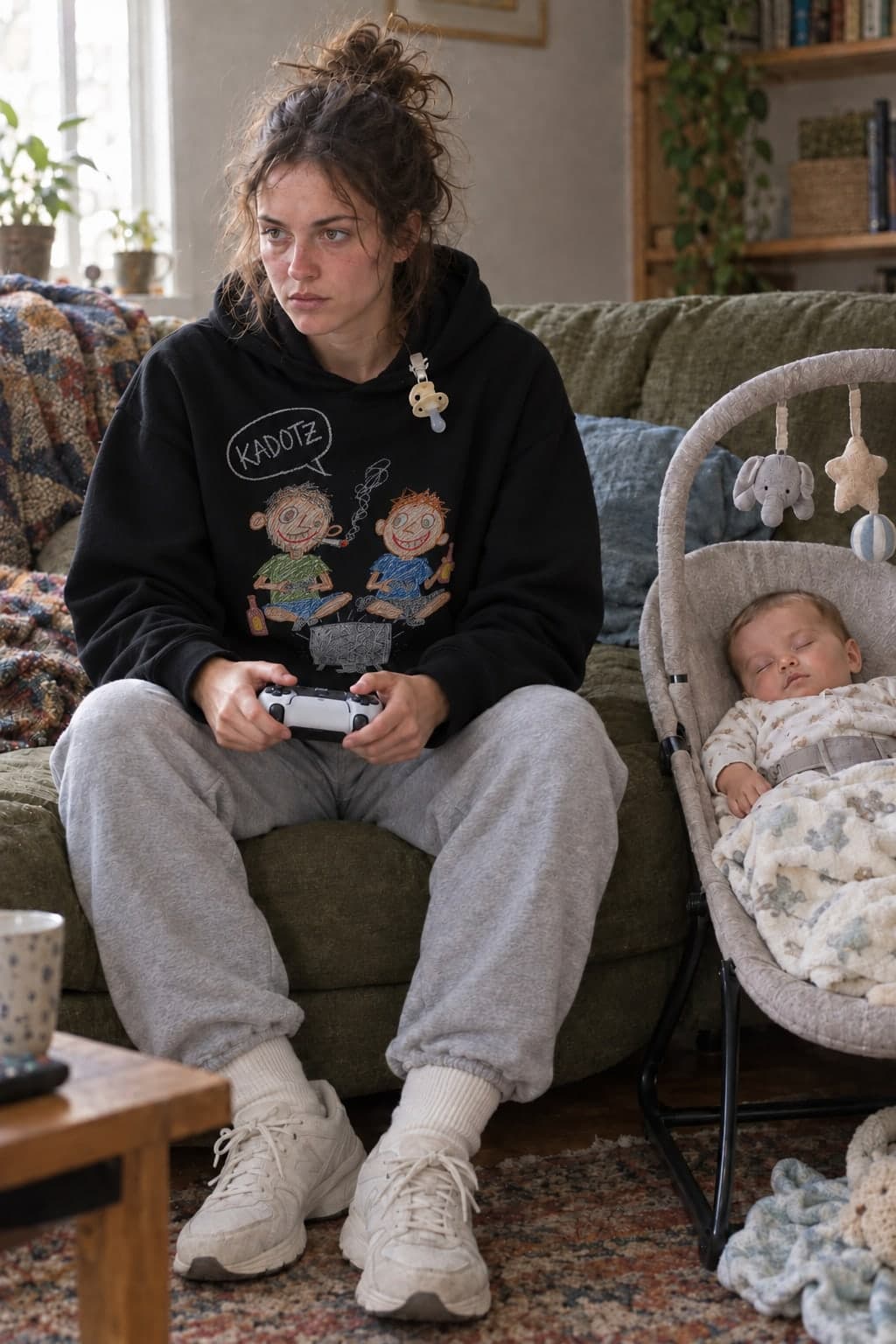 Baby asleep, one quick game (AI-generated model)