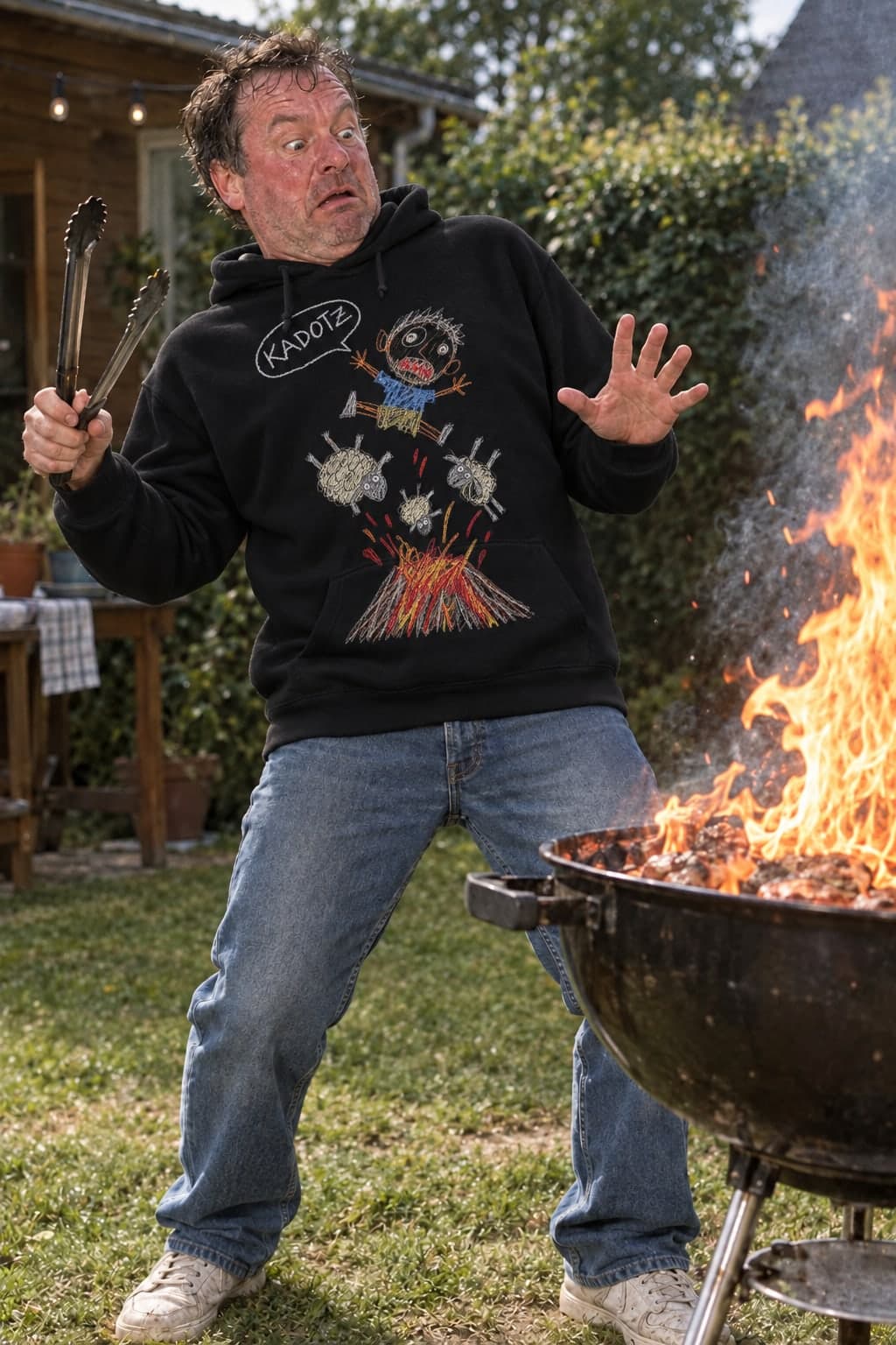 The barbecue flares up (AI-generated model)