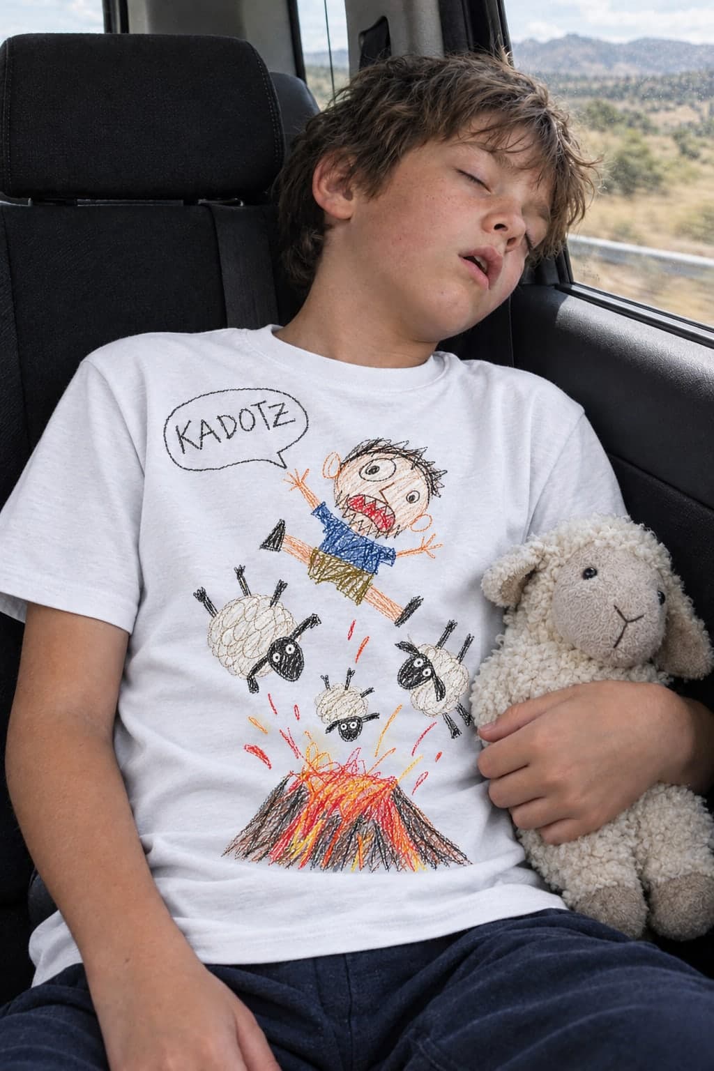 Back-seat nap (AI-generated model)