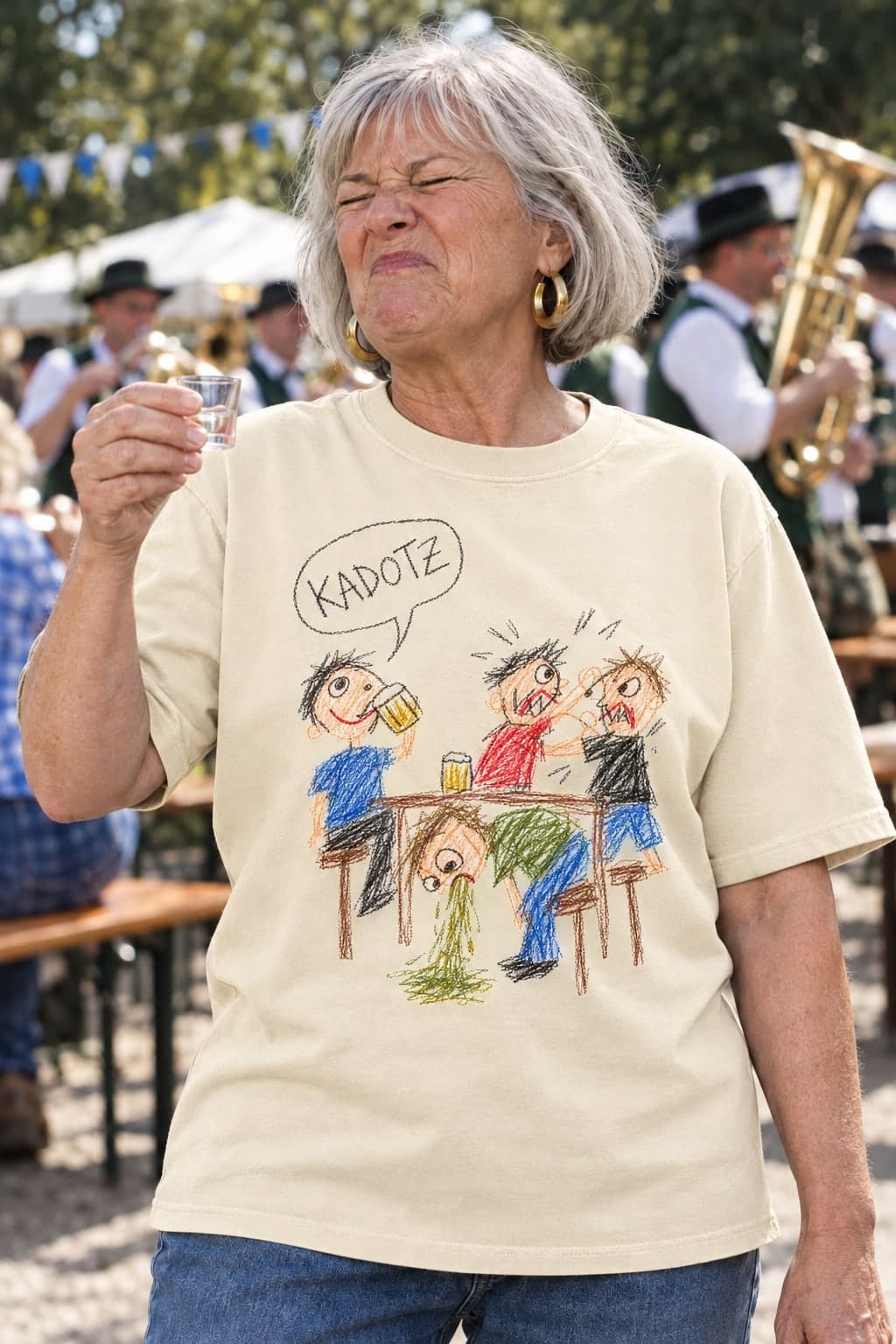 One schnapps too many at the village fair (AI-generated model)