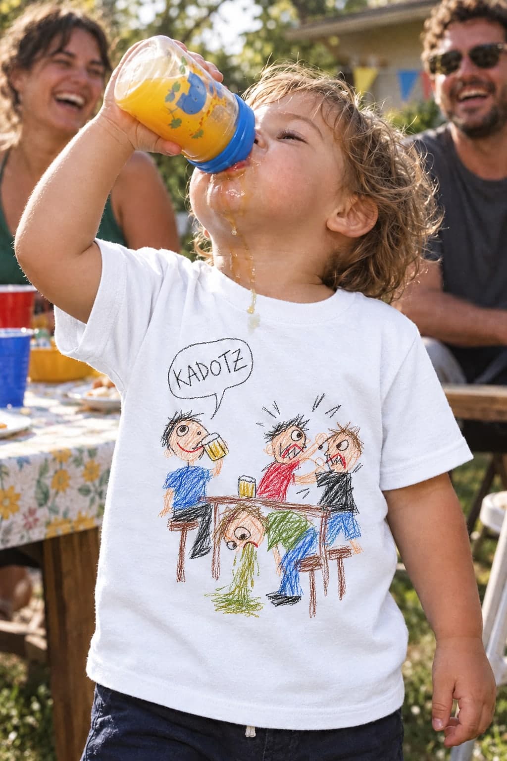 Apple juice, bottoms up (AI-generated model)
