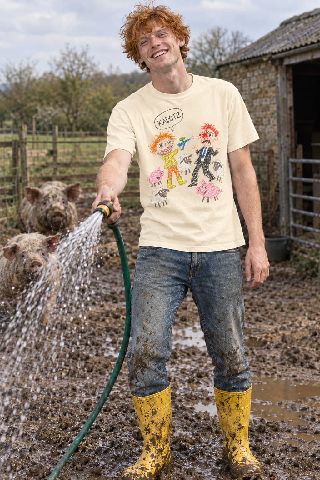 Hose in the farmyard (AI-generated model)